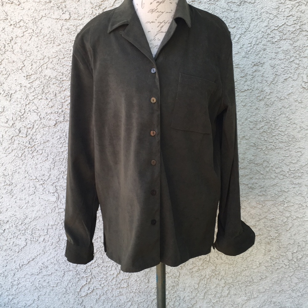 Anne Carson Dark green long sleeve blouse